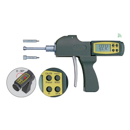 Set micrometre digitale de interior in 3pct. maner tip pistol, ecran rotativ 90°, Klass
