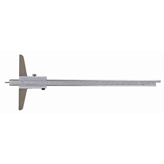 Subler mecanic de adancime, cu varf pin, rigla reversibila, INOX, Klass