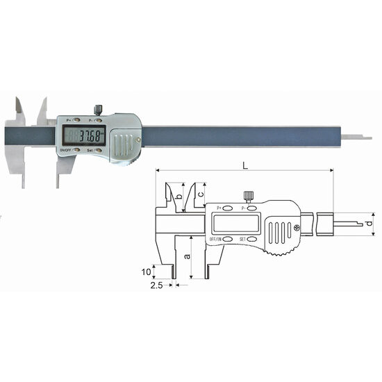 Subler digital cu falci 10 mm, R 2.5 mm, Klass