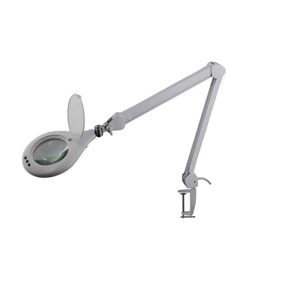 Lampa de birou cu lupa si LED lumina reglabila, fixare cu clema, Klass