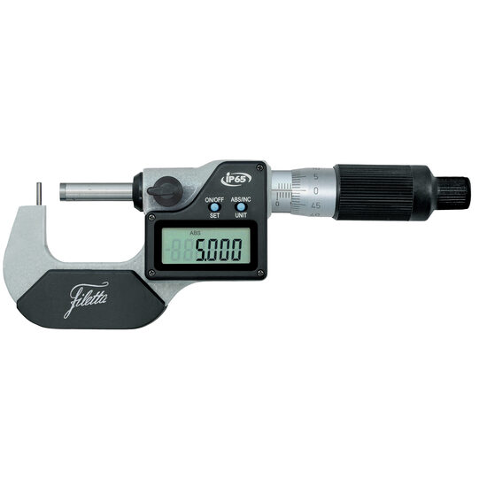 Micrometru digital cu bac fix sub forma de pin cilindric, Schut