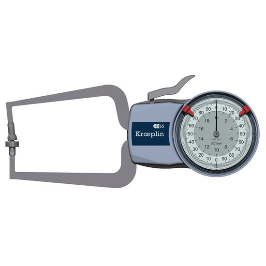 Aparat mecanic măsurat grosimi materiale moi si folii, Kroeplin 0–20 mm  / 0.01 mm