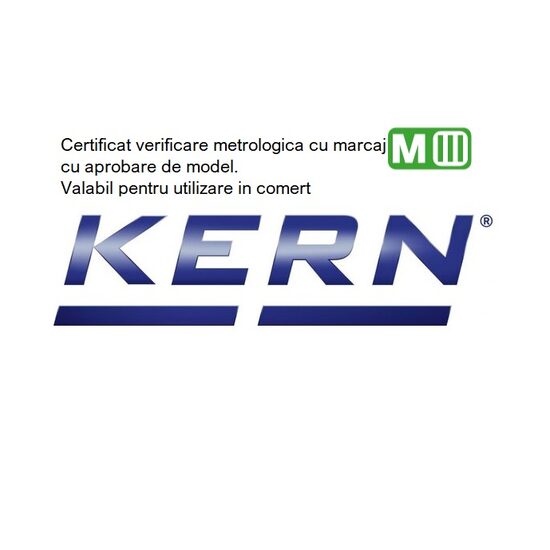 Certificat verificare metrologica EU pentru greutate etalon KERN, clasa E2